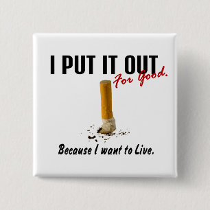 Stop met roken... ik wil leven. vierkante button 5,1 cm