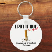 Stop met roken... ik zet het uit... kleinkinderen  sleutelhanger (Voorkant)