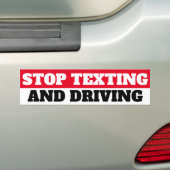 STOP MET SMS'EN EN RIJDEN BUMPERSTICKER (Op auto)