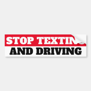 STOP MET SMS'EN EN RIJDEN BUMPERSTICKER