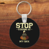 Stop met staren naar mijn badmintonspeler racket sleutelhanger (Voorkant)