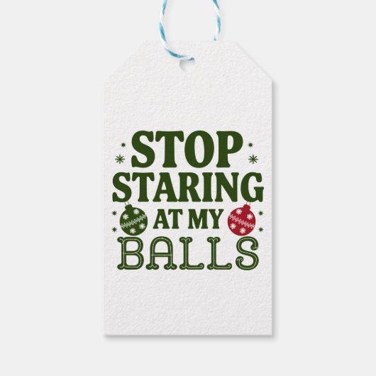 Stop met staren naar mijn Balls Dirty Christmas Hu Cadeaulabel (Achterkant)