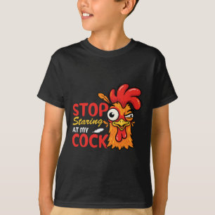 Stop met staren naar mijn grappige kip haan humor t-shirt