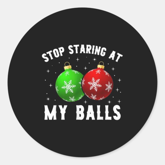 Stop met staren naar mijn grappige vieze kerstmann ronde sticker (Voorkant)