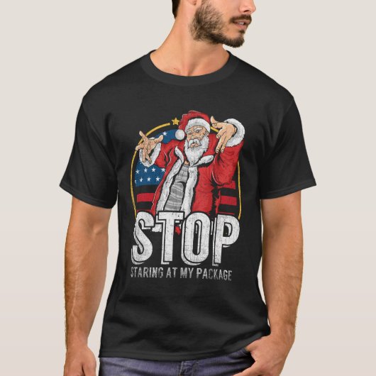 Stop met staren naar mijn pakket Grappige Volwasse T-shirt (Voorkant)