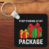 Stop met staren naar mijn pakket kerstvakantie sleutelhanger (Voorkant)