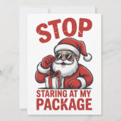 Stop met staren naar mijn pakket Snarky Kerstman Feestdagenkaart (Voorkant)