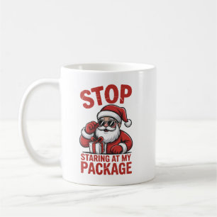 Stop met staren naar mijn pakket Snarky Kerstman Koffiemok