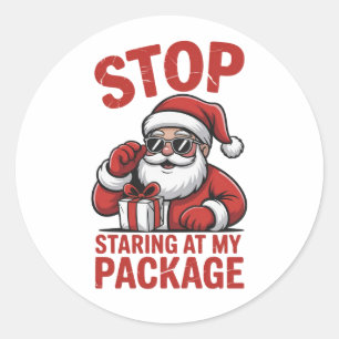 Stop met staren naar mijn pakket Snarky Kerstman Ronde Sticker