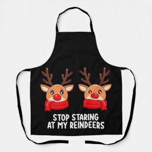 Stop met staren naar mijn rendieren kerstvakantie schort