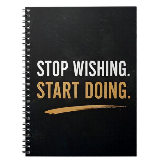 🚀 Stop met wensen, begin met doen Dagelijkse Moti Notitieboek (Voorkant)