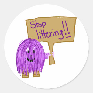 Stop met zwerfafval ronde sticker