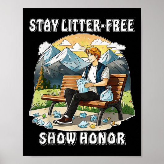 Stop met zwerfvuil Natuur Protection Environmental Poster (Voorkant)