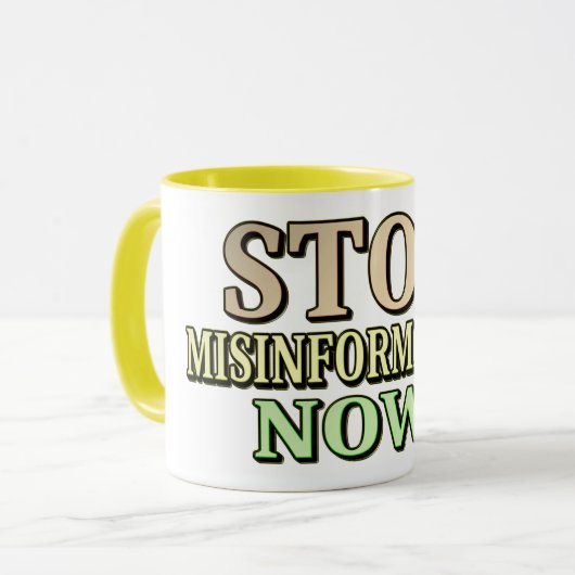 "STOP MISINFORMATIE" Cute Design. Bestel nu Mok (Voorkant links)