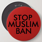 Stop moslimverbod ronde button 6,0 cm (Voorkant /achterkant)