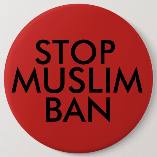 Stop moslimverbod ronde button 6,0 cm (Voorkant)