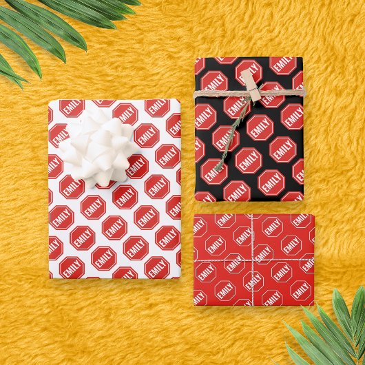 STOP: NAAM / WOORD AANPASSEN Grappige unieke nieuw Inpakpapier Vel