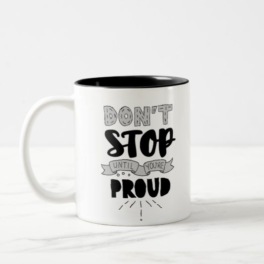 Stop niet Athletic Quote zelf Pride Quote Succes Tweekleurige Koffiemok (Links)