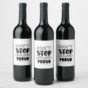 Stop niet Athletic Quote zelf Pride Quote Succes Wijn Etiket