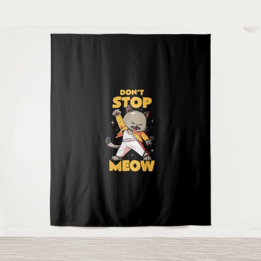 Stop niet Meow Schattige Freddie Cat Wandkleed (Voorkant)