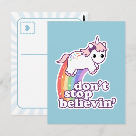 Stop niet met Believin in Unicorns Briefkaart (Voorkant / Achterkant)