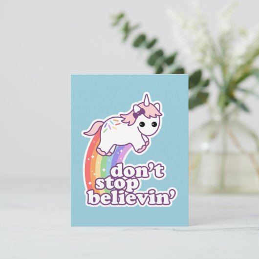 Stop niet met Believin in Unicorns Kaart (Staand voorkant)