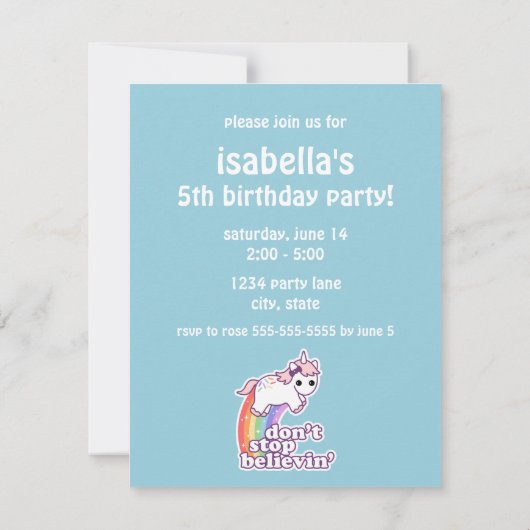 Stop niet met Believin in Unicorns Kaart (Achterkant)