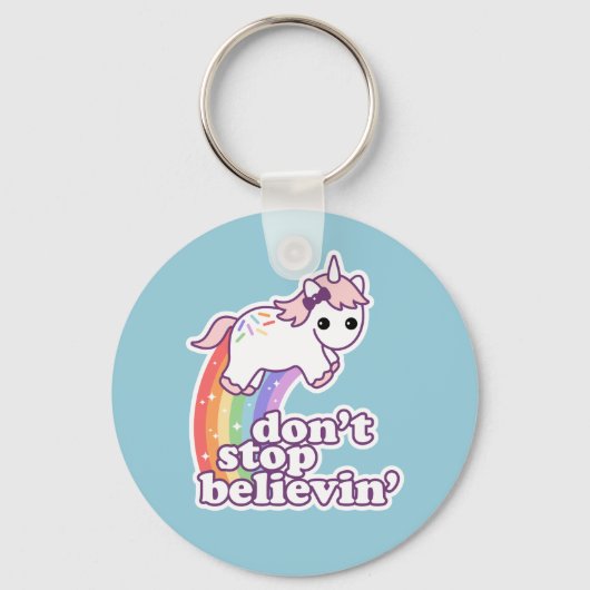 Stop niet met Believin in Unicorns Sleutelhanger (Voorkant)