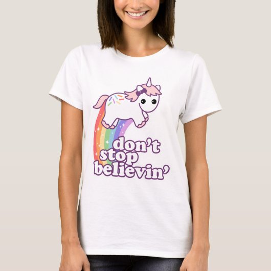 Stop niet met Believin in Unicorns T-shirt (Voorkant)