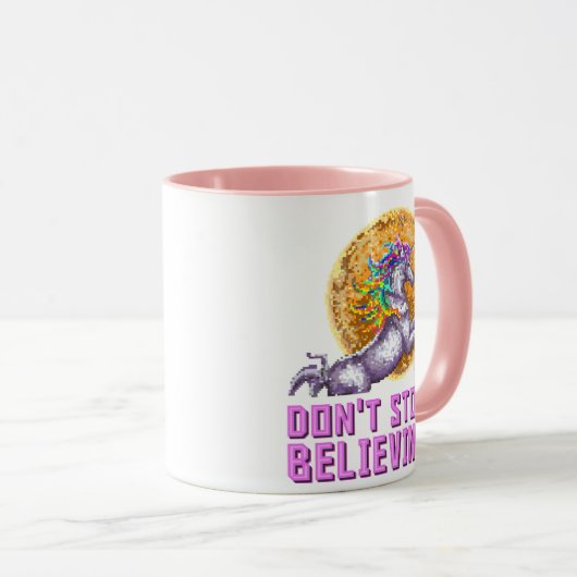 Stop niet met Believin Rainbow Unicorn Mok (Voorkant rechts)
