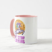 Stop niet met Believin Rainbow Unicorn Mok (Voorkant links)
