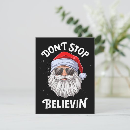Stop niet met Believin Santa Funny Kerstmis Informatiekaartje (Staand voorkant)