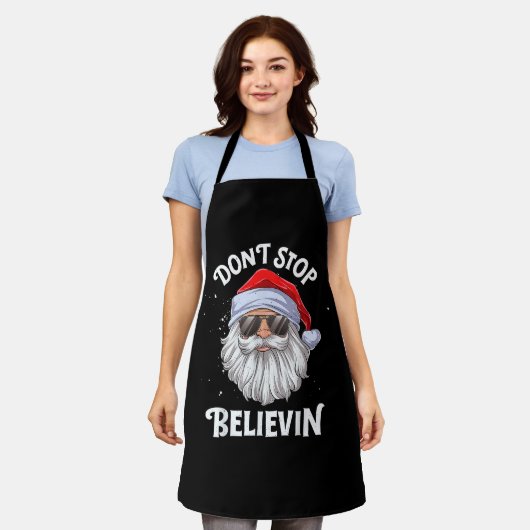 Stop niet met Believin Santa Funny Kerstmis Schort (Gedragen)