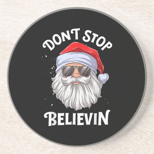 Stop niet met Believin Santa Funny Kerstmis Zandsteen Onderzetter (Voorkant)