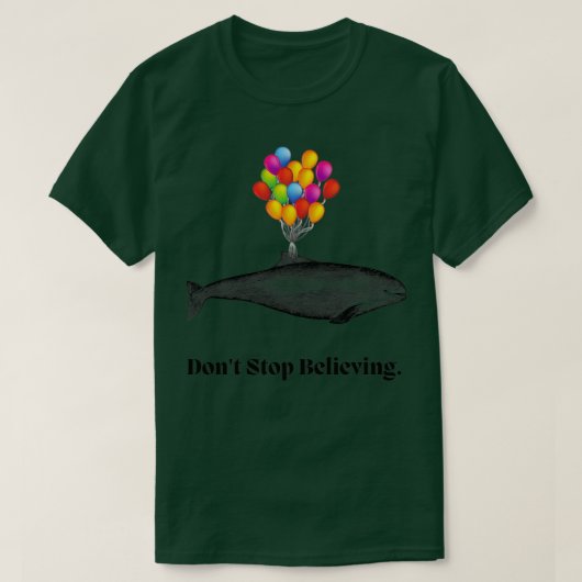 Stop niet met Beliveing Flying Whale and Baloon Il T-shirt (Design voorkant)
