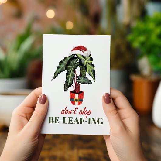 Stop niet met de 'Be-leaf'-kerstkledingfabriek Feestdagen Kaart