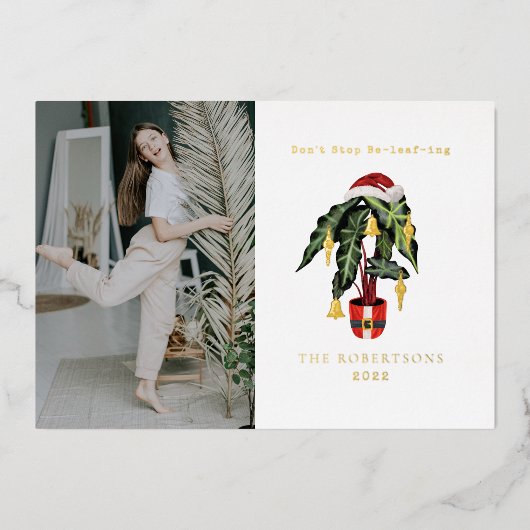 Stop niet met de Folie van het Plant van de Kerstm Folie Uitnodiging (Voorkant)