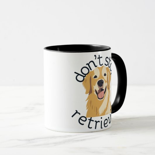 Stop niet met de Golden Retriever Mok van Retrievi (Voorkant rechts)