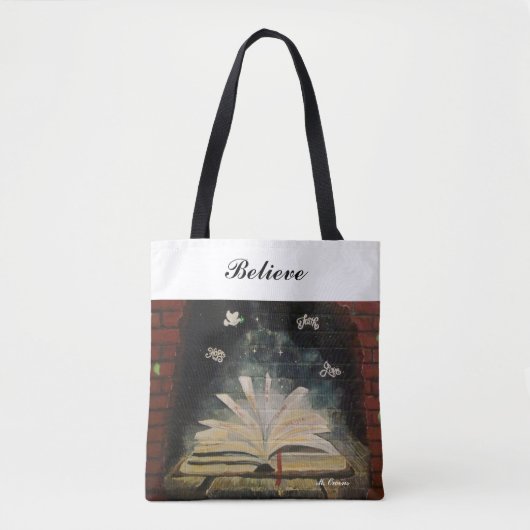 "Stop niet met geloven." All-Over-Print Canvas tas (Voorkant)