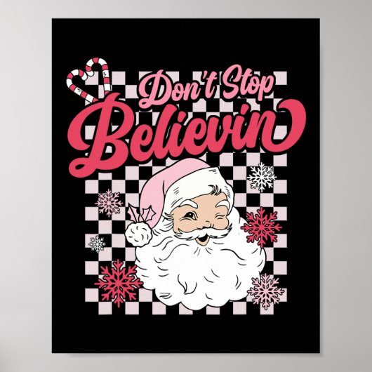 Stop niet met geloven 'Fun Sinterklaas Roze Retro Poster (Voorkant)