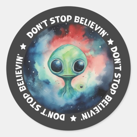 Stop niet met geloven in Aliens Ronde Sticker (Voorkant)
