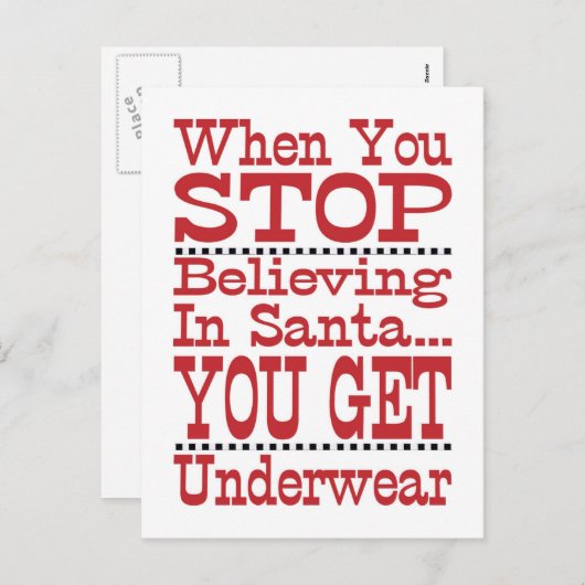 Stop niet met geloven in de kerstman feestdagenkaart (Voorkant / Achterkant)