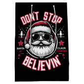 Stop niet met het geloven van de grappige Kerstman Medium Cadeauzakje (Achterkant)