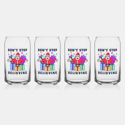 Stop niet met het geloven van de kerstman met gesc blikvorm glas (Voorkant)
