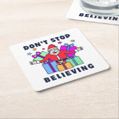 Stop niet met het geloven van de kerstman met gesc kartonnen onderzetters (Schuin)