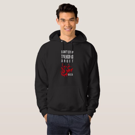 Stop niet met praten over Gaza Hoodie (Voorkant volledig)