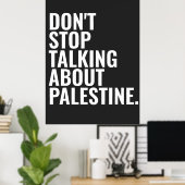 Stop niet met praten over Palestine Basic White Poster (Thuiskantoor)