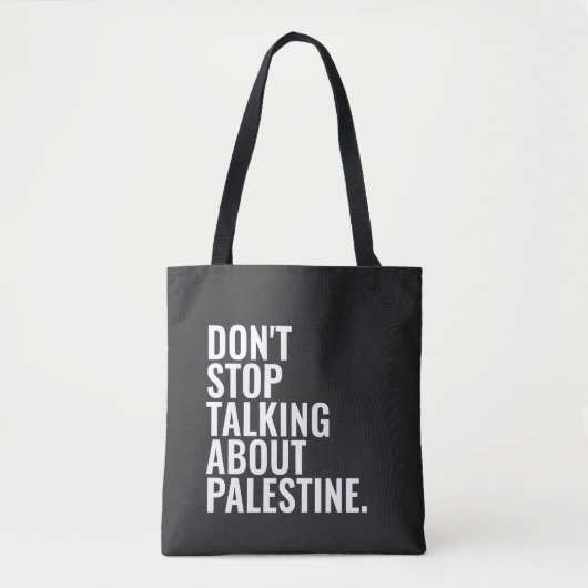 Stop niet met praten over Palestine Basic White Tote Bag (Voorkant)