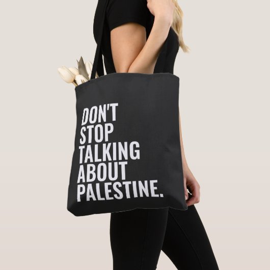 Stop niet met praten over Palestine Basic White Tote Bag (Dichtbij)