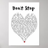 Stop niet met Wall Art Song Lyric Heart Print (Voorkant)